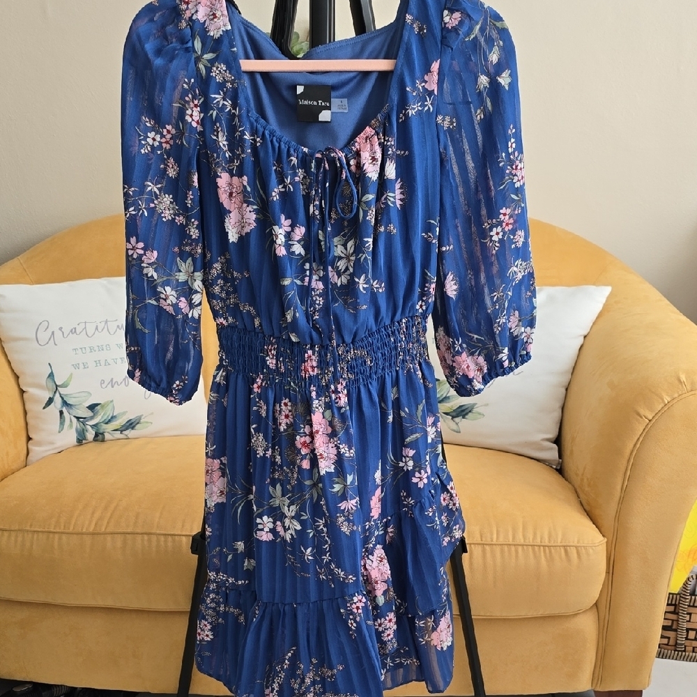 Lulu's Blue Puff Sleeve Sundress